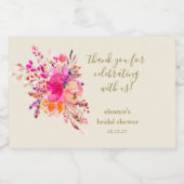 Elegant Roze Bloemen Vrijgezellenfeest Custom Dank Sparkling Wijnetiket (Enkel label)