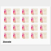 Elegant Roze Bloemen Vrijgezellenfeest Custom Dank Vierkante Sticker (Vel)
