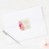 Elegant Roze Bloemen Vrijgezellenfeest Custom Dank Vierkante Sticker (Envelop)