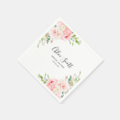 Elegant Roze Bloemen Vrijgezellenfeest Custom Servet (Hoek)