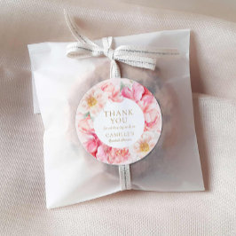 Elegant Roze Bloemen Vrijgezellenfeest Dank u Ronde Sticker