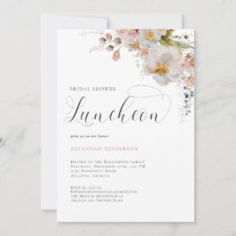 Elegant Roze Bloemen Vrijgezellenfeest Luncheon Kaart