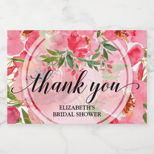 Elegant roze bloemen Vrijgezellenfeest Mini Sparkling Wijnetiket (Enkel label)