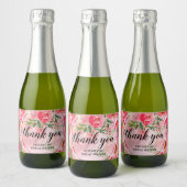 Elegant roze bloemen Vrijgezellenfeest Mini Sparkling Wijnetiket (Flessen)