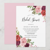 Elegant roze bloemen Vrijgezellenfeest uitnodigen Kaart (Voorkant / Achterkant)