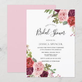 Elegant roze bloemen Vrijgezellenfeest uitnodigen Kaart