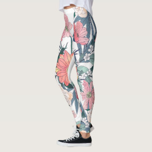 Elegant Roze Bloemen Waterverf Bloemen Leggings