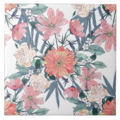 Elegant Roze Bloemen Waterverf Bloemen Tegeltje (Voorkant)