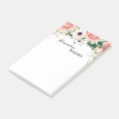 Elegant roze bloemen Waterverf Floral personaliser Post-it® Notes (Schuin)