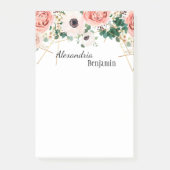 Elegant roze bloemen Waterverf Floral personaliser Post-it® Notes (Voorkant)