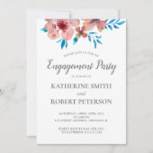 Elegant roze bloemen Waterverf Weddenschap Verlovi Kaart (Voorkant)