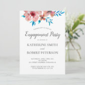 Elegant roze bloemen Waterverf Weddenschap Verlovi Kaart (Staand voorkant)