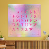 Elegant roze bloemenalfabet hartplezier regenboogk canvas afdruk (Insitu (Woonkamer))