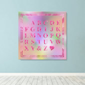 Elegant roze bloemenalfabet hartplezier regenboogk canvas afdruk (Insitu (Houten vloer))