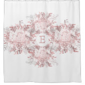 Elegant roze bloemenboeket monogram douchegordijn (Voorkant)