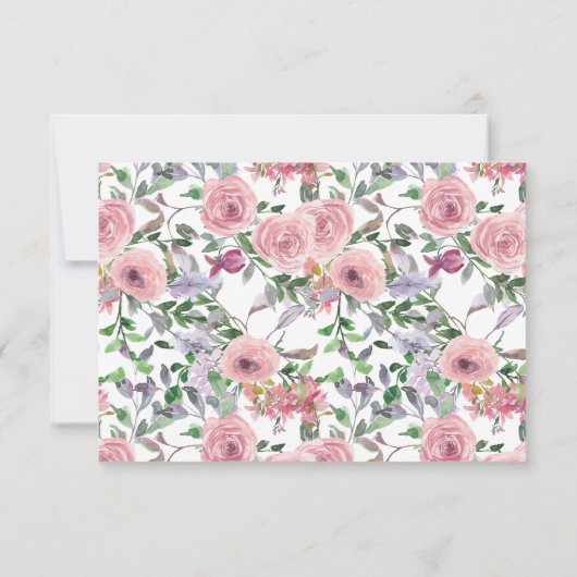 Elegant roze bloemenboeket Waterverf Dank u Notitiekaartje (Achterkant)
