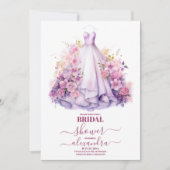 Elegant roze bloemenbruiloft jurk Vrijgezellenfees Kaart (Voorkant)