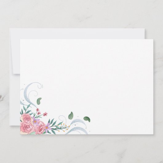 Elegant roze bloemenbruiloft jurk Vrijgezellenfees Kaart (Achterkant)