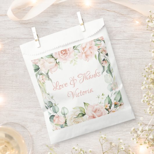 Elegant roze bloemenbruiloft Vrijgezellenfeest Bedankzakje (Geknipt)