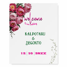 Elegant roze bloemenbruiloft welkomstbord