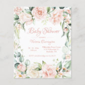 Elegant roze bloemenbudget Baby shower Uitnodiging (Voorkant)