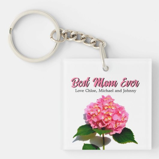 Elegant roze bloemencadeau voor moeder sleutelhanger (Voorkant)