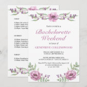 Elegant Roze Bloemend Bachelorette Weekend Itinera Kaart (Voorkant / Achterkant)