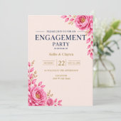 Elegant Roze Bloemengebruidsfeest Kaart (Staand voorkant)