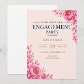 Elegant Roze Bloemengebruidsfeest Kaart (Voorkant / Achterkant)