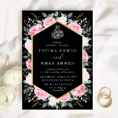 Elegant roze bloemengoud bladeren moslim bruiloft kaart