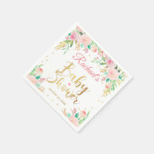 Elegant roze bloemengouden script Baby shower papi Servet (Hoek)