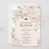 Elegant Roze Bloemengraduation Feest Kaart (Voorkant)