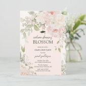 Elegant Roze Bloemengraduation Feest Kaart (Staand voorkant)
