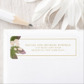 Elegant Roze Bloemengroen Adreslabel Etiket (Insitu)