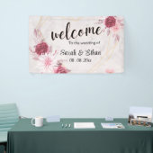 Elegant Roze bloemenkersenbloesem Bruiloft welkom Spandoek (Beurs)