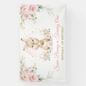 Elegant roze bloemenkonijn konijn meisje verjaarda spandoek (Verticaal)