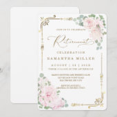 Elegant roze bloemenkorf pensioenfeest kaart (Voorkant / Achterkant)