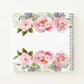 Elegant roze bloemenkrans monogram 25e bruiloft notitieboek (Achterkant)