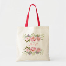 Elegant roze bloemenkrans monogram bruiloft cadeau