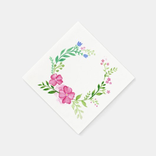 Elegant roze bloemenkranspapier servet (Hoek)