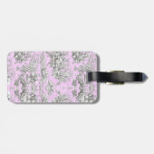 Elegant  roze bloemenmeertje toile de jouy bagagelabel (Achterkant horizontaal)