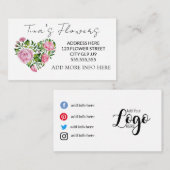 Elegant roze bloemenontwerp Bedankt Notitiekaartje (Voorkant / Achterkant)