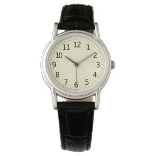 Elegant roze bloemenpatroon gele achtergrond  horloge
