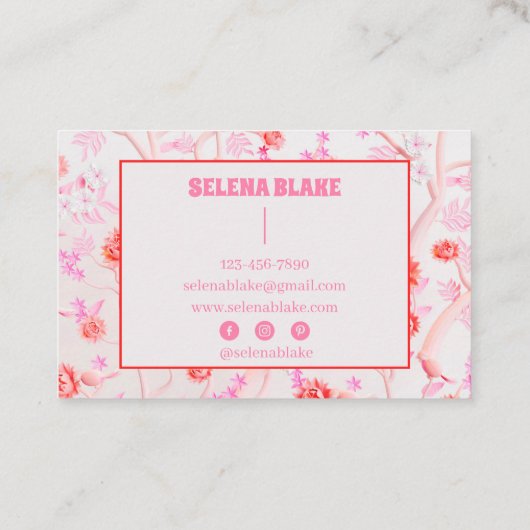 Elegant roze bloemenpatroon | Modern en trendy Visitekaartje (Achterkant)