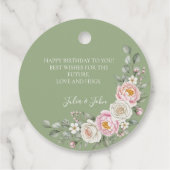 Elegant roze bloemenrond gepersonaliseerd favor-ta bedankjes labels (Achterkant)