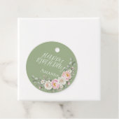 Elegant roze bloemenrond gepersonaliseerd favor-ta bedankjes labels (In situ)