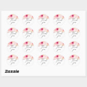 Elegant roze bloemenschrift bruiloft dank u ronde sticker (Vel)