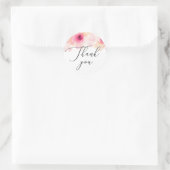 Elegant roze bloemenschrift bruiloft dank u ronde sticker (Tas)