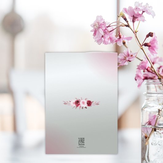 Elegant roze bloemenscript Graced Blessed Loved Notitiekaartje