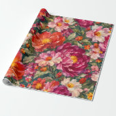 Elegant roze bloementuin inpakpapier (Uitgerold)